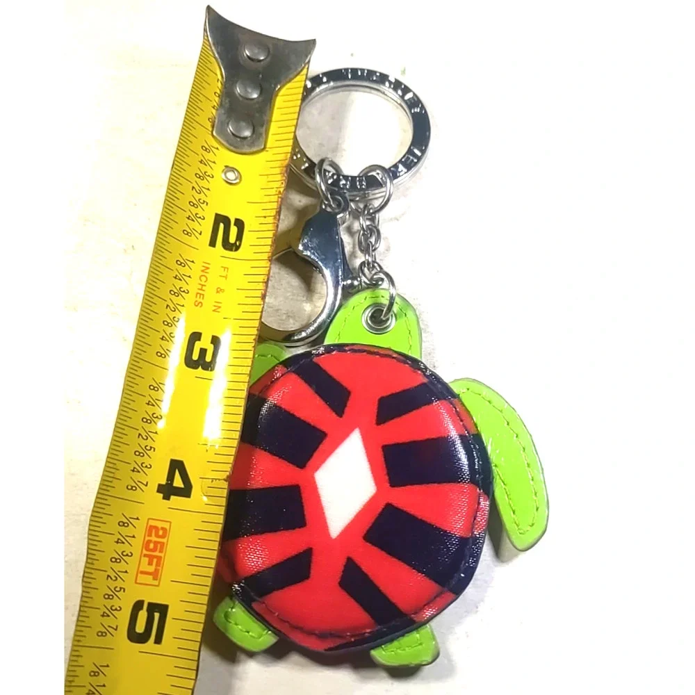 Vera Bradley Purse Clip Keychain Turtle Green Red Black White Vinyl